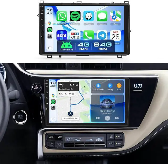 Main image of Android 15 4G+64G Radio for Toyota Corolla 2017 2018 2019 Car Stereo with Wireless Carplay Android Auto,5.0 Bluetooth 32EQ,9inch 1280x720P IPS Touch Screen,FM/RDS GPS WiFi IP69K AHD Backup Camera