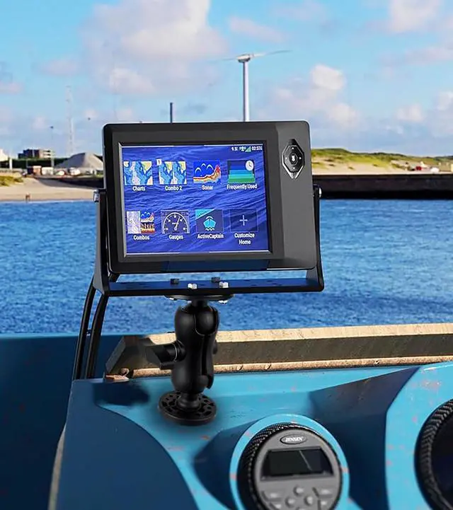 Alt view image 5 of 7 - Fish Finder Mount Base, Universal 360° Rotation Ball-Mount Fish Finder Bracket, Nylon & Stainless Steel Electronic Fish Finder Holder for Marine Boat Kayak Pontoon Canoe