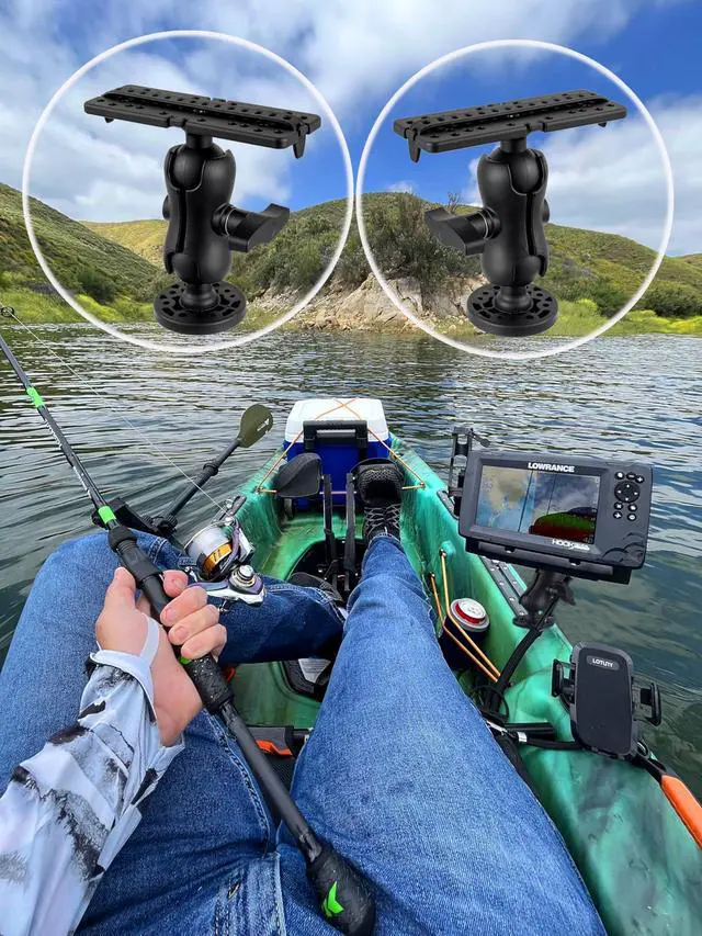 Alt view image 6 of 7 - Fish Finder Mount Base, Universal 360° Rotation Ball-Mount Fish Finder Bracket, Nylon & Stainless Steel Electronic Fish Finder Holder for Marine Boat Kayak Pontoon Canoe