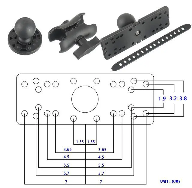 Alt view image 3 of 7 - Fish Finder Mount Base, Universal 360° Rotation Ball-Mount Fish Finder Bracket, Nylon & Stainless Steel Electronic Fish Finder Holder for Marine Boat Kayak Pontoon Canoe