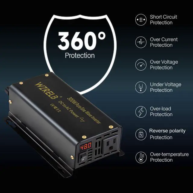 Alt view image 4 of 7 - 300W Pure Sine Wave Inverter 600W Peak DC 24V to 110V AC Power Converter Off Grid LED Display with Remote Controller