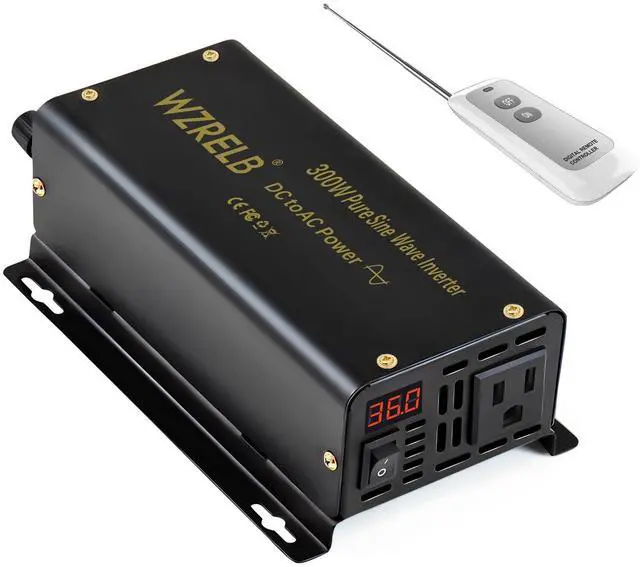 Main image of 300W Pure Sine Wave Inverter 600W Peak DC 24V to 110V AC Power Converter Off Grid LED Display with Remote Controller