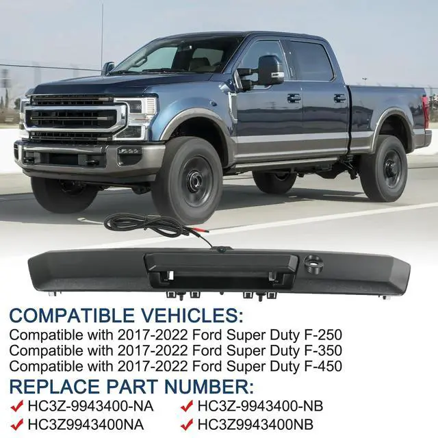 Alt view image 2 of 7 - Tailgate Handle with Backup Camera Compatible with F250 Super Duty 2017-22 | Compatible with Ford F350 F450 Super Duty 2017-2022 Replaces# HC3Z-9943400-NA HC3Z-9943400-NB (Textured Black)
