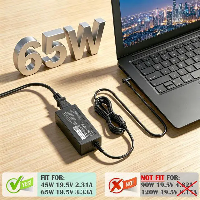 Alt view image 4 of 6 - 65W 45W Power Cord Fit for HP Laptop Charger Blue Tip 741727-001 721092-001 | for Pavilion X360 11 13 15 17 Stream 14 13 Computer Charging Cord HSTNN-DA40 719309-001, 19.5V 2.31A 3.33A