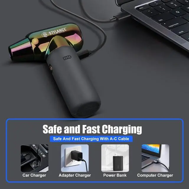 Alt view image 6 of 6 - Compressed Air Duster - Barber Blower, Electric Duster, 3 Gear Mini Portable Jet Dry Air Blower, for PC, Office,Salon, Fan, Laptop, Keyboard, Car (Green)
