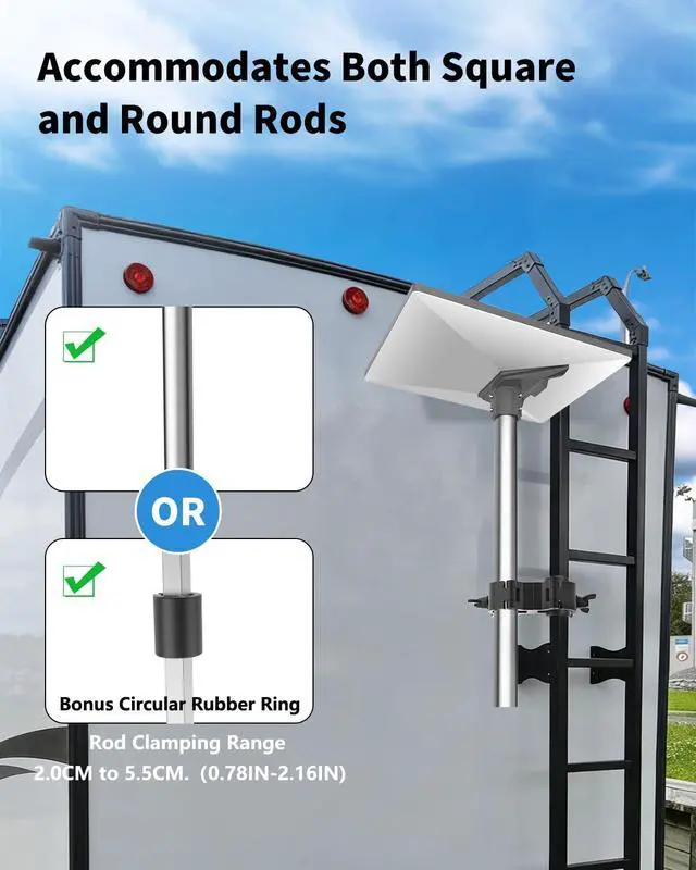 Alt view image 5 of 7 - Starlink Mini Mount, Aluminum Pole Mount for Starlink Mini Standard Dish | Horizontal/Vertical Mounting | Adjustable Angles | For 0.78-2.16IN Diameter Poles | For RV, Camper, Yacht, Roof Rack Etc