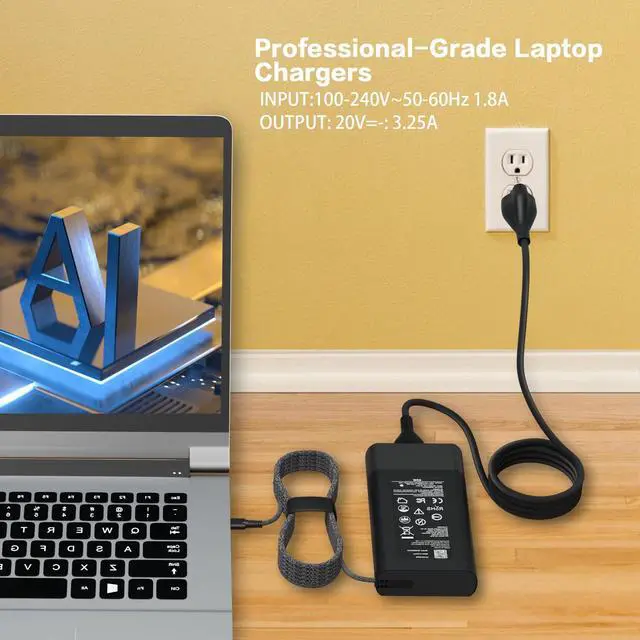 Alt view image 6 of 7 - New Slim 65W Power Cord Adapter Compatible with HP Laptop Charger USB C Computer Replacement, Envy x360/Elitebook x360/Spectre x360/Elite x2/Pavilion/Zbook/ProBook, Fast Type C Chromebook Charging