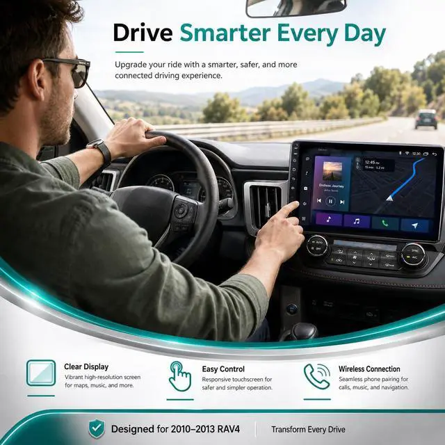 Alt view image 5 of 7 - for Toyota RAV4 2013-2018 10.2 (Online Upgrade OTA System) IPS Android Car Radio, 8core+64G, Wireless CarPlay/Android Auto, 5G WiFi, GPS Navigation, Bluetooth, Backup Camera, Mirror Link