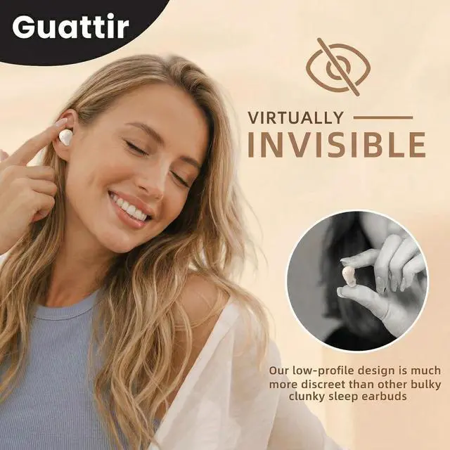 Alt view image 5 of 5 - Invisible Sleep Earbuds, Mini Wireless Bluetooth Earbuds for Side Sleepers, Ultra-Light Ergonomic Design, Smart Touch Control, Auto Pairing, IPX5 Waterproof, Deep Bass Stereo HeadphonesSkin