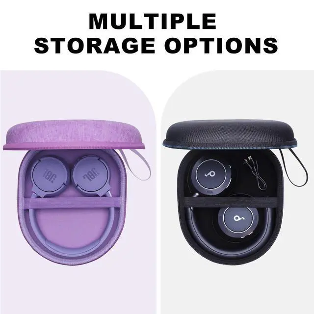 Alt view image 2 of 7 - Headphone Case, Large Headphones Case Black | Compatible with JBL, Soundcore, Sony WH-CH520/WH-CH720N, BERIBES, KVIDIO, TOZO HT3/HT2, Picun Headphone, Big Headphone Case