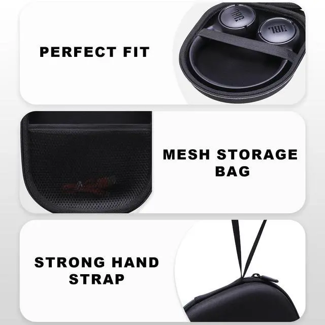 Alt view image 4 of 7 - Headphone Case, Large Headphones Case Black | Compatible with JBL, Soundcore, Sony WH-CH520/WH-CH720N, BERIBES, KVIDIO, TOZO HT3/HT2, Picun Headphone, Big Headphone Case