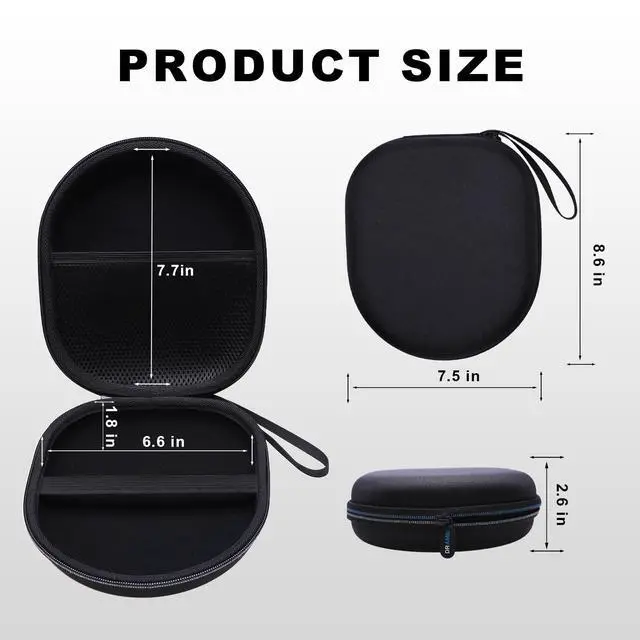 Alt view image 5 of 7 - Headphone Case, Large Headphones Case Black | Compatible with JBL, Soundcore, Sony WH-CH520/WH-CH720N, BERIBES, KVIDIO, TOZO HT3/HT2, Picun Headphone, Big Headphone Case