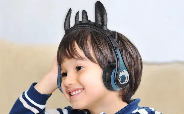 Alt view image 4 of 7 - How to Train Your Dragon Bluetooth Headphones for Kids Toothless Headphones