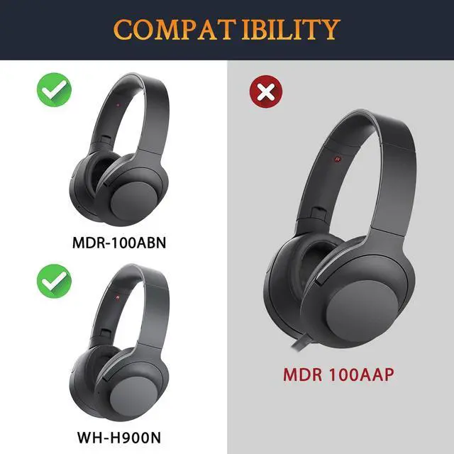 Alt view image 2 of 7 - Earpads for Sony WH-H900N (h.Ear on 2) & MDR 100ABN (h.Ear on) Noise Canceling Over-Ear Headphones, Ear Pads with Noise Isolation Foam - Black