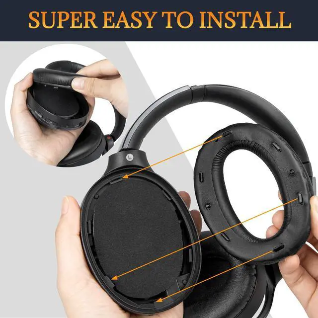 Alt view image 7 of 7 - Replacement Earpads for Sony WH-1000XM2 & MDR-1000X Headphones, Noise Isolation Foam, Added Thickness (Black)