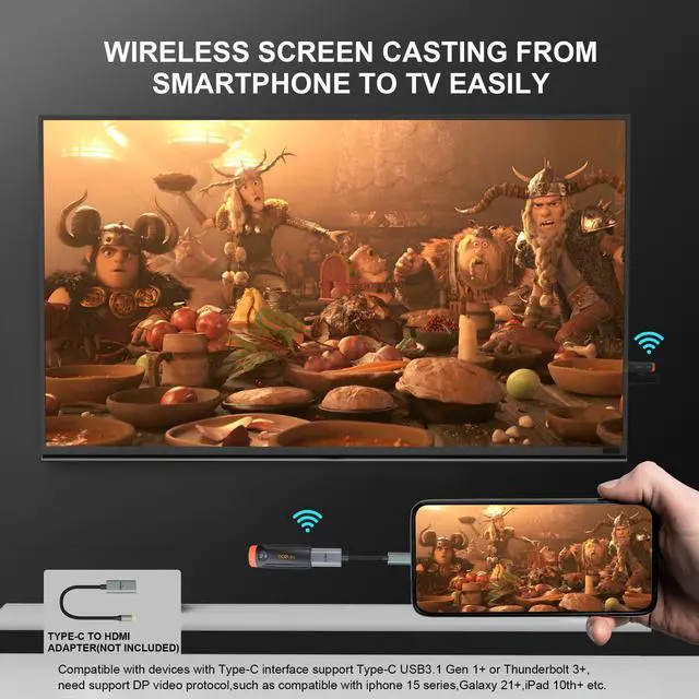 Alt view image 5 of 7 - Wireless HDMI Transmitter and Receiver 196FT/60M 4K Decode | 4K Input 1080P Output, 8TXs to 1RX One-Click, Zero Lag, Plug & Play, 5G for TV, PC, Laptop & Projector