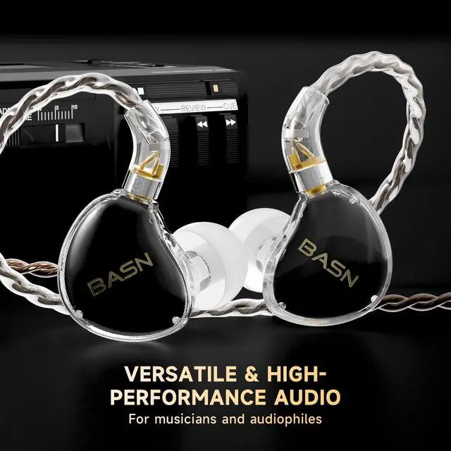 Alt view image 2 of 7 - ASONE PRO 14.2mm Planar in Ear Monitor, 3.5/4.4mm MMCX IEMs, Black | 14.2mm Planar Driver Wide Sound Stage in Ear Earphones with 3.5mm/4.4mm Modular MMCX Cable for Musicians Audiophiles