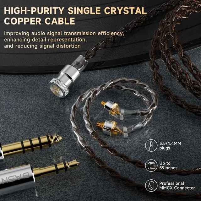 Alt view image 4 of 7 - ASONE PRO 14.2mm Planar in Ear Monitor, 3.5/4.4mm MMCX IEMs, Black | 14.2mm Planar Driver Wide Sound Stage in Ear Earphones with 3.5mm/4.4mm Modular MMCX Cable for Musicians Audiophiles