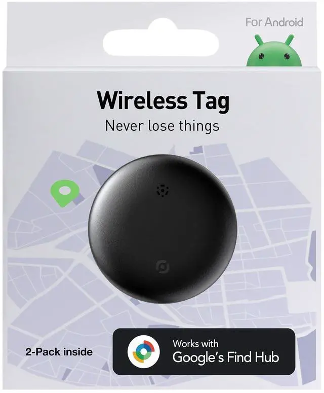 Main image of Android Air Tracker Tag 2 Pack: Smart Tracker(2026), Works with Google's Find Hub/Find My Device App (Android Only), Tracker Tag Locator for Keys, Luggage, Satchel, Backpack etc