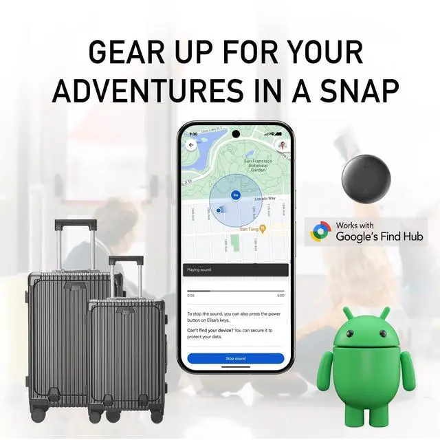 Alt view image 5 of 6 - Android Air Tracker Tag 2 Pack: Smart Tracker(2026), Works with Google's Find Hub/Find My Device App (Android Only), Tracker Tag Locator for Keys, Luggage, Satchel, Backpack etc