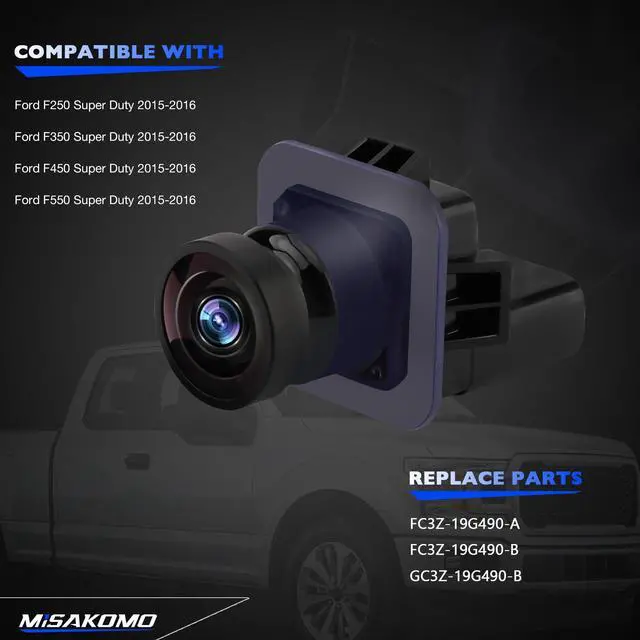 Alt view image 2 of 7 - Rear View Backup Camera Compatible with Ford F250 F350 F450 F550 Super Duty 2015 2016, Replace FC3Z-19G490-A FC3Z-19G490-B Reverse Camera, Waterproof Back Up Camera