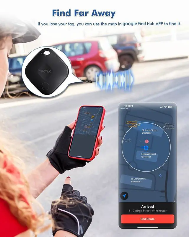 Alt view image 5 of 7 - Real-time Positioning Tracker Tag(Only for Android, Not for iOS), Key Finder, Itme Tracker Work with Google Find Hub, Tracker for Key, Luggage, Backpack etc, 4 Pack Black