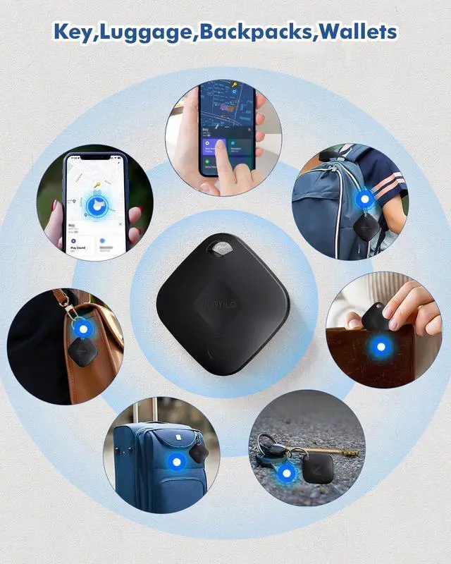 Alt view image 7 of 7 - Real-time Positioning Tracker Tag(Only for Android, Not for iOS), Key Finder, Itme Tracker Work with Google Find Hub, Tracker for Key, Luggage, Backpack etc, 4 Pack Black