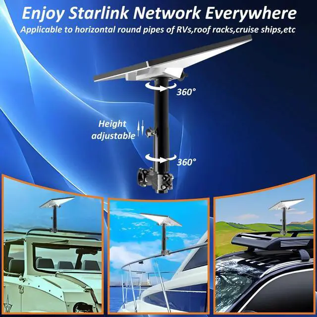 Alt view image 3 of 7 - Starlink Mini RV Ladder Mount - RV, Camper, Yacht, Pole, Railing Clamp for Roof/Rack (0.8-1.1" Dia)