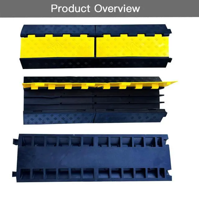 Alt view image 5 of 6 - Foldable 3 Channel Rubber Cable Protector, 22000Lbs Load Capacity Wire Hose Pipe Hider Protective Ramp, Driveway Traffic Speed Bump for Asphalt Concrete Gravel Driveway Indoor Outdoor (1PACK)