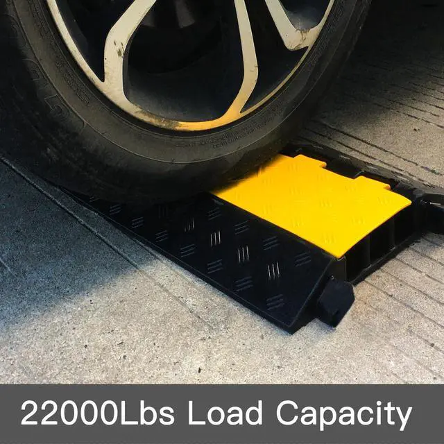 Alt view image 6 of 6 - Foldable 3 Channel Rubber Cable Protector, 22000Lbs Load Capacity Wire Hose Pipe Hider Protective Ramp, Driveway Traffic Speed Bump for Asphalt Concrete Gravel Driveway Indoor Outdoor (1PACK)