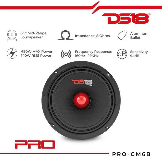 Alt view image 2 of 7 - 2X PRO-GM8B Loudspeaker - 8", Midrange, Red Aluminum Bullet, 580W Max, 190W RMS, 8 Ohms - Premium Quality Audio Door Speakers for Car or Truck Stereo Sound System (2 Speakers)