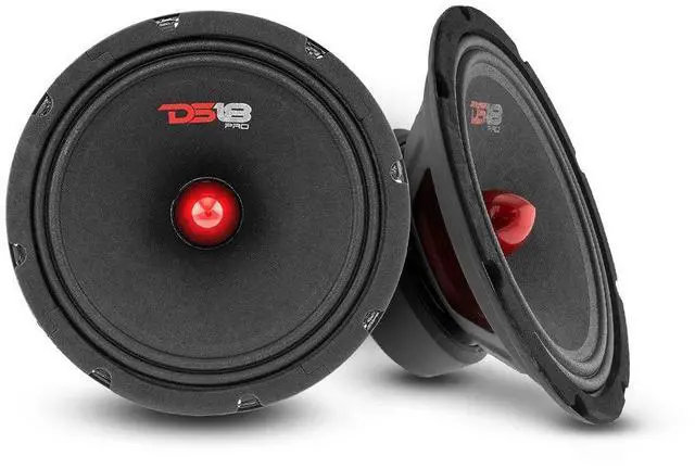 Main image of 2X PRO-GM8B Loudspeaker - 8", Midrange, Red Aluminum Bullet, 580W Max, 190W RMS, 8 Ohms - Premium Quality Audio Door Speakers for Car or Truck Stereo Sound System (2 Speakers)