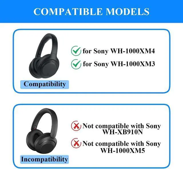 Alt view image 2 of 7 - XM4 Sweat Covers Accessories for Sony WH-1000XM4 - Black | Soft Silicone Case, 3-in-1 Headphone Covers with Ear Cover & Headband Cover & Shell Protector, Sweatproof & Washable