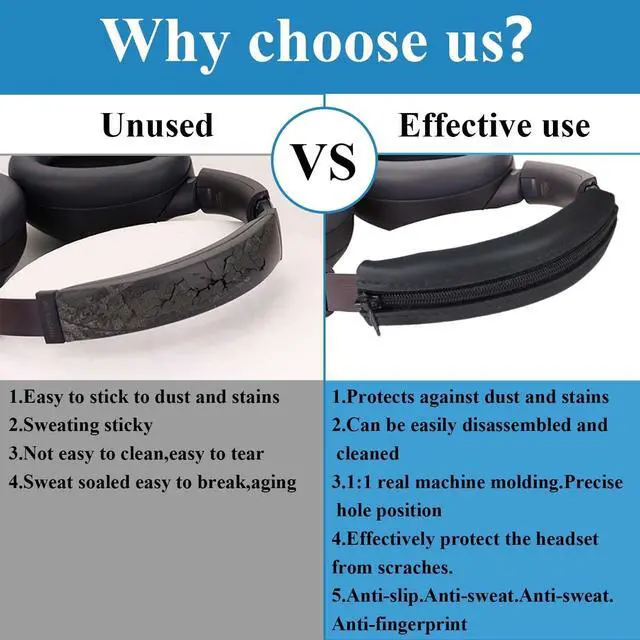 Alt view image 4 of 7 - XM4 Sweat Covers Accessories for Sony WH-1000XM4 - Black | Soft Silicone Case, 3-in-1 Headphone Covers with Ear Cover & Headband Cover & Shell Protector, Sweatproof & Washable