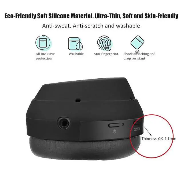 Alt view image 5 of 7 - XM4 Sweat Covers Accessories for Sony WH-1000XM4 - Black | Soft Silicone Case, 3-in-1 Headphone Covers with Ear Cover & Headband Cover & Shell Protector, Sweatproof & Washable