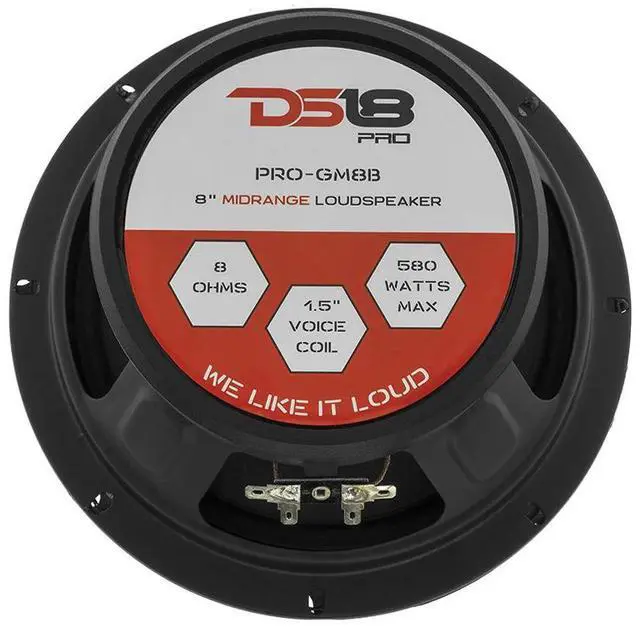 Alt view image 7 of 7 - 2X PRO-GM8B Loudspeaker - 8", Midrange, Red Aluminum Bullet, 580W Max, 190W RMS, 8 Ohms - Premium Quality Audio Door Speakers for Car or Truck Stereo Sound System (2 Speakers)