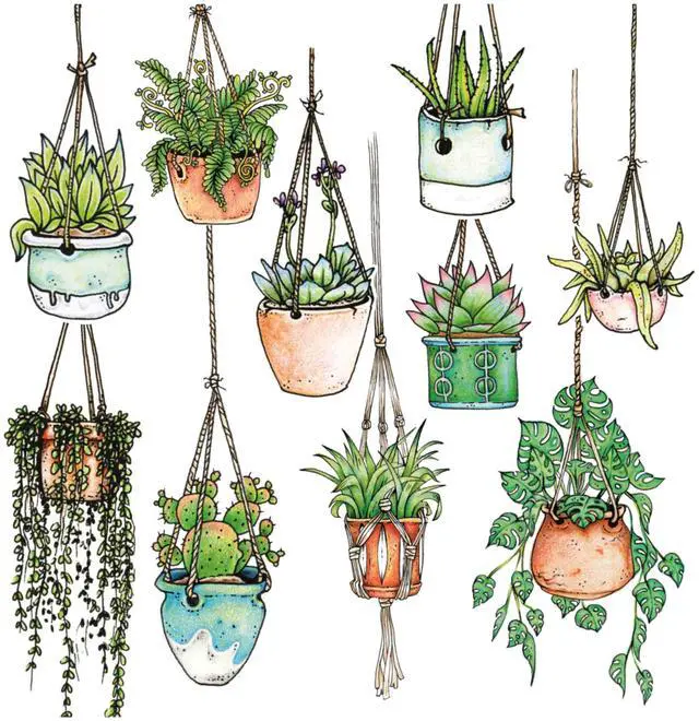 Main image of 10 x Hanging Plant Laptop Stickers for Women | Cute Laptop Decals | Original Design Plant Stickers for Laptop | Easy Peel and Stick | Removable | Also Perfect for Water Bottles | Journals