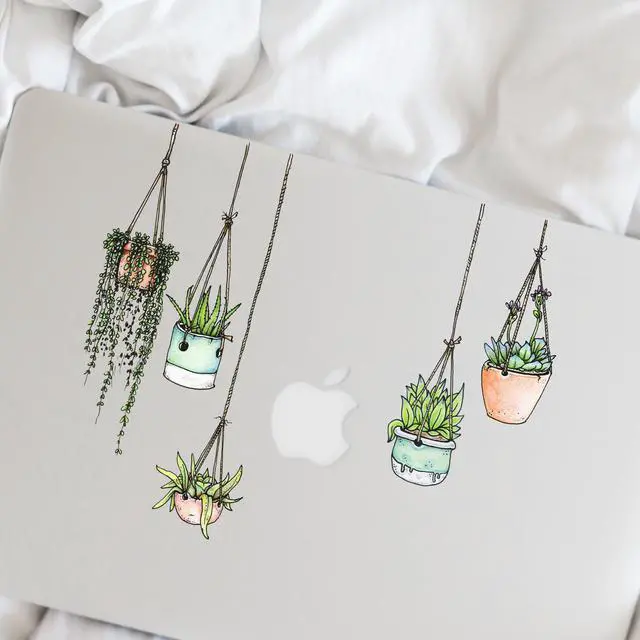 Alt view image 2 of 7 - 10 x Hanging Plant Laptop Stickers for Women | Cute Laptop Decals | Original Design Plant Stickers for Laptop | Easy Peel and Stick | Removable | Also Perfect for Water Bottles | Journals