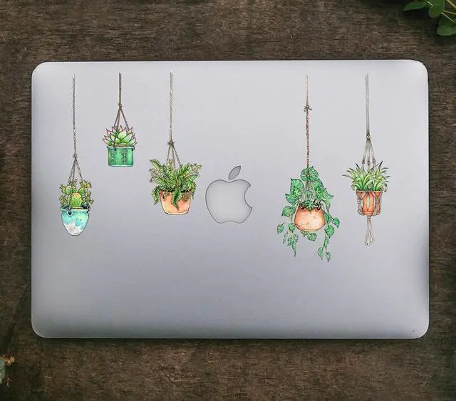Alt view image 5 of 7 - 10 x Hanging Plant Laptop Stickers for Women | Cute Laptop Decals | Original Design Plant Stickers for Laptop | Easy Peel and Stick | Removable | Also Perfect for Water Bottles | Journals