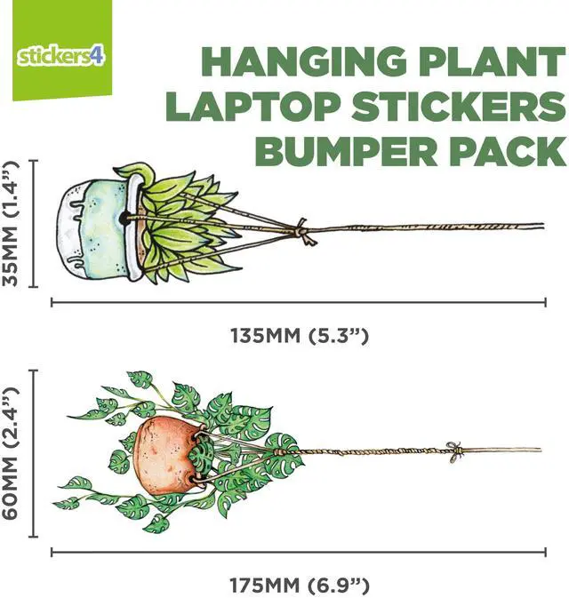 Alt view image 6 of 7 - 10 x Hanging Plant Laptop Stickers for Women | Cute Laptop Decals | Original Design Plant Stickers for Laptop | Easy Peel and Stick | Removable | Also Perfect for Water Bottles | Journals