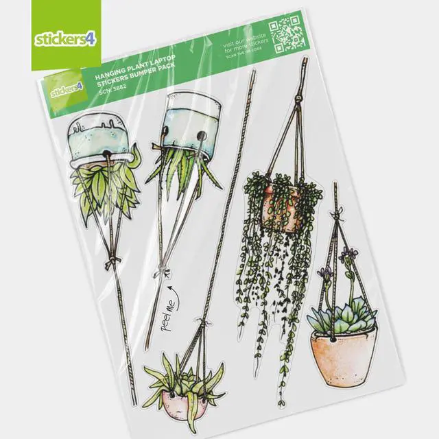 Alt view image 7 of 7 - 10 x Hanging Plant Laptop Stickers for Women | Cute Laptop Decals | Original Design Plant Stickers for Laptop | Easy Peel and Stick | Removable | Also Perfect for Water Bottles | Journals