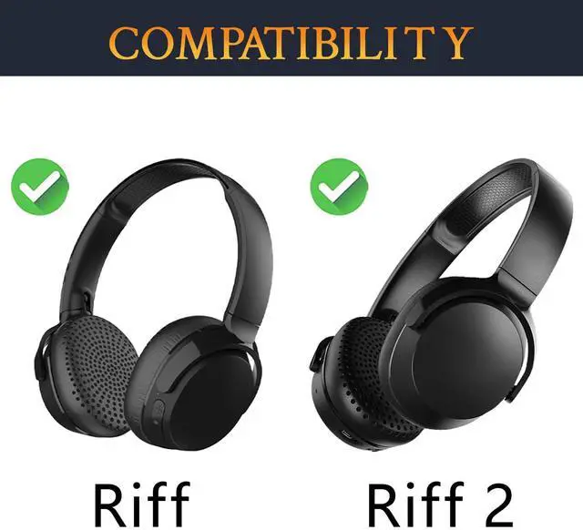 Alt view image 2 of 7 - Earpads Replacement for Skullcandy Riff, Riff2 Wired/Wireless On-Ear Headphones, Ear Pads Cushions with Softer Leather, Noise Isolation Foam (Black)