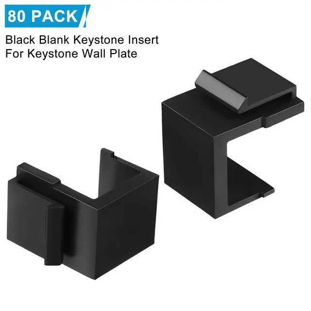 Alt view image 2 of 7 - 80 Pcs Blank Keystone Jack Inserts for Keystone Wallplate Blank Insert for Wall Plate (Black)