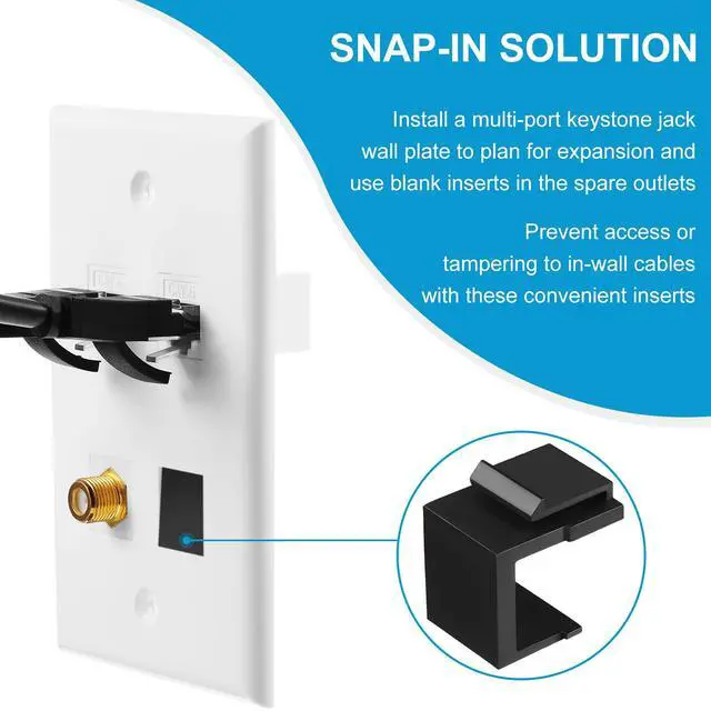 Alt view image 4 of 7 - 80 Pcs Blank Keystone Jack Inserts for Keystone Wallplate Blank Insert for Wall Plate (Black)