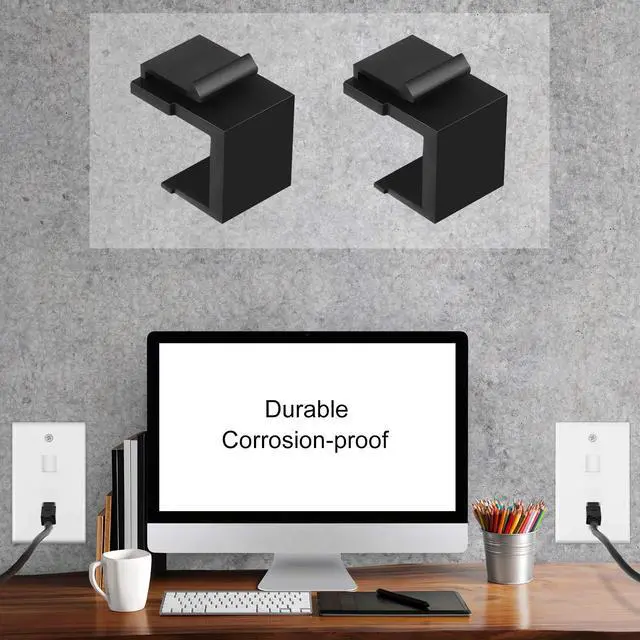 Alt view image 6 of 7 - 80 Pcs Blank Keystone Jack Inserts for Keystone Wallplate Blank Insert for Wall Plate (Black)