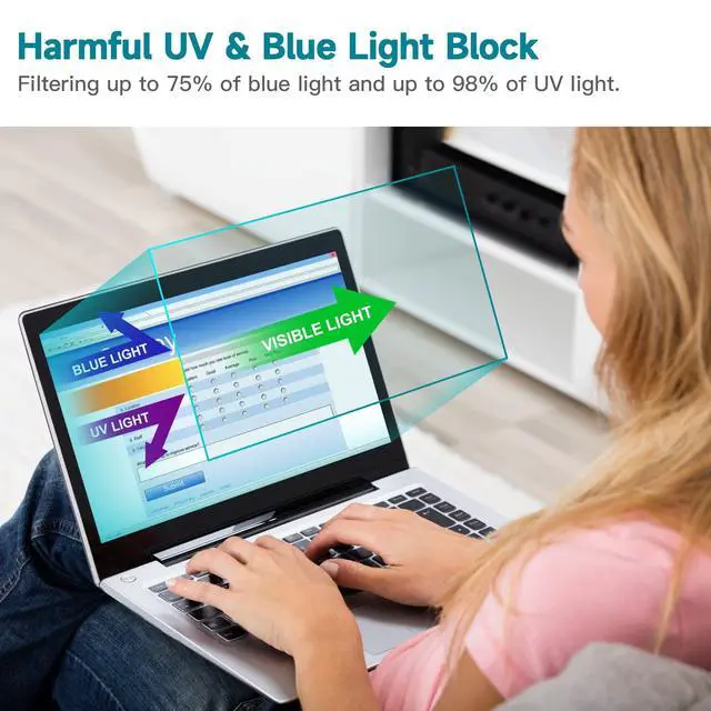 Alt view image 2 of 7 - 2 Pack 16 Inch Anti Blue Light Screen Protector for Lenovo/Dell/HP/ASUS/LG, Reduce Eye Strain Anti Glare Blue Light Blocking Screen Protector for 16 with 1920x1200 Resolution Laptop