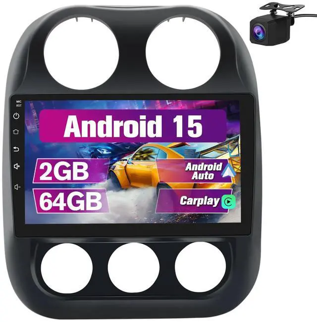 Main image of Car Radio Stereo Upgrade for Jeep Compass/Patriot 2010-2016, Android Head Unit with 10.1 Inch Touch Screen/Backup Camera/Wireless CarPlay & Android Auto/Mirroring/Wi-Fi/Bluetooth/FM/SWC
