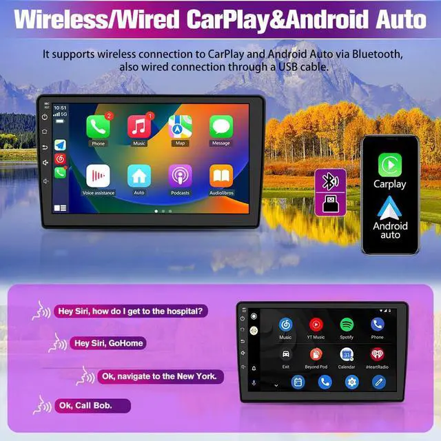 Alt view image 4 of 7 - Car Radio Stereo Upgrade for Jeep Compass/Patriot 2010-2016, Android Head Unit with 10.1 Inch Touch Screen/Backup Camera/Wireless CarPlay & Android Auto/Mirroring/Wi-Fi/Bluetooth/FM/SWC