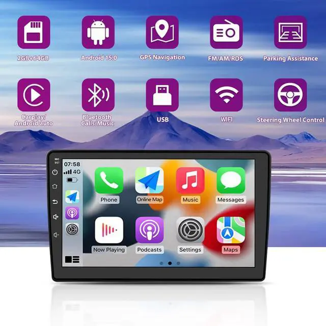 Alt view image 3 of 7 - Car Radio Stereo Upgrade for Jeep Compass/Patriot 2010-2016, Android Head Unit with 10.1 Inch Touch Screen/Backup Camera/Wireless CarPlay & Android Auto/Mirroring/Wi-Fi/Bluetooth/FM/SWC