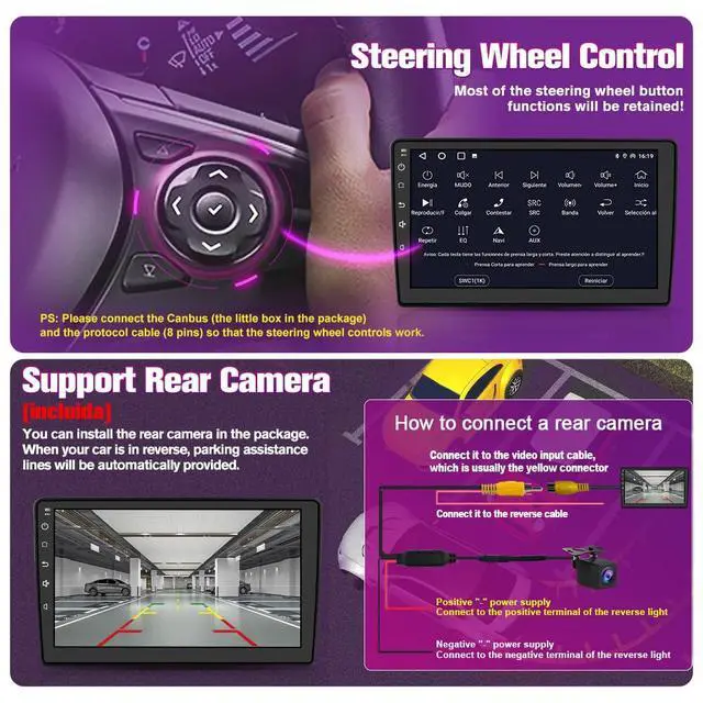 Alt view image 6 of 7 - Car Radio Stereo Upgrade for Jeep Compass/Patriot 2010-2016, Android Head Unit with 10.1 Inch Touch Screen/Backup Camera/Wireless CarPlay & Android Auto/Mirroring/Wi-Fi/Bluetooth/FM/SWC